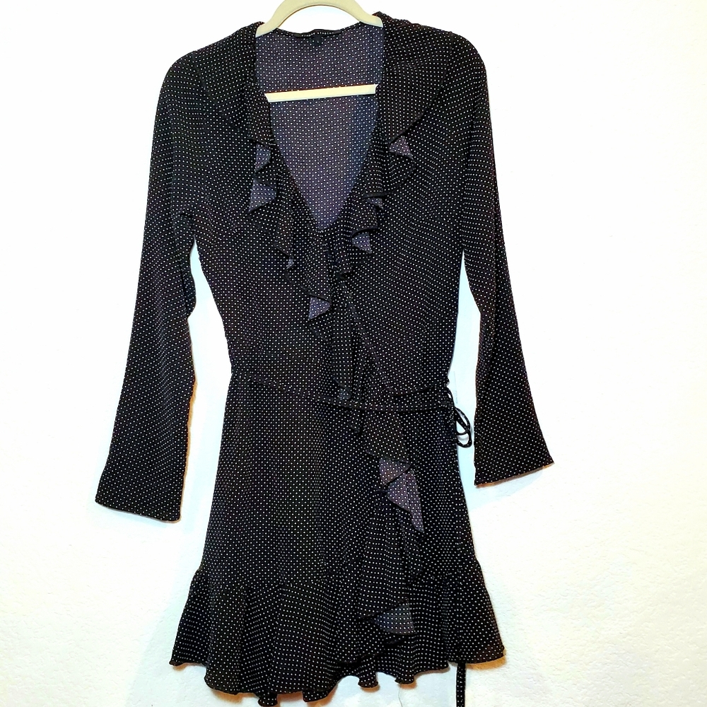 Etophe Studios Ruffled Black White Polka Dot Dress